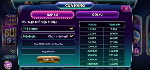 Nạp tiền bằng thẻ cào